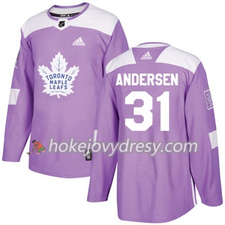 Pánské Hokejový Dres Toronto Maple Leafs Frederik Andersen 31 Adidas 2017-2018 Nachová Fights Cancer Practice Authentic